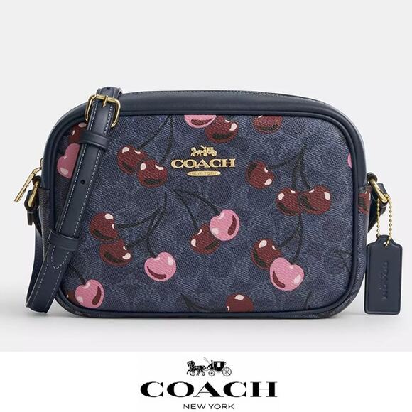 ❤️ Coach Jamie Camera Bag In Signature Canvas With Cherry Print - Picture 1 of 11